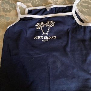 Puerto Vallarta Blue Tank with White Straps, Never Worn